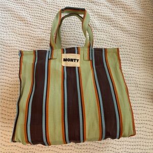 Striped Tote Bag with Multicolor Design